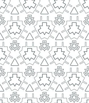 Dark monochrome color angular outline abstract geometric seamless pattern. イラスト素材