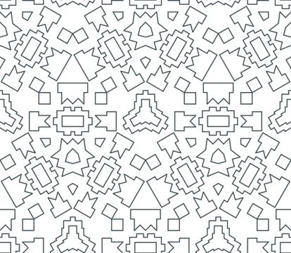 Dark monochrome color angular outline abstract geometric seamless pattern. Stock-Illustration