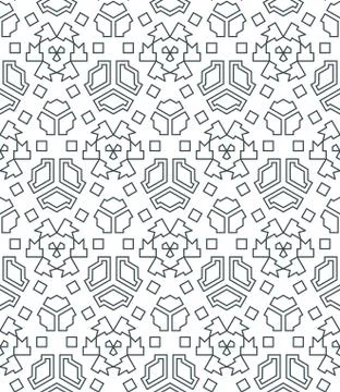Dark monochrome color angular outline abstract geometric seamless pattern. イラスト素材