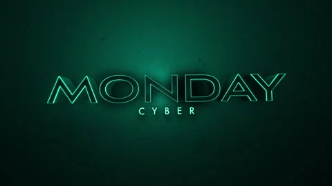 Dark monochrome Cyber Monday text on deep green gradient Video stock 253881453
