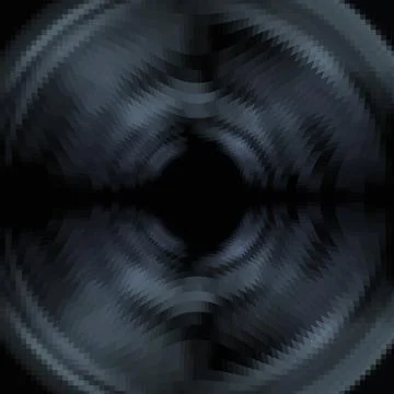 Dark Monochrome Pixelated Vortex Background with Central Diamond Void Stock Illustration