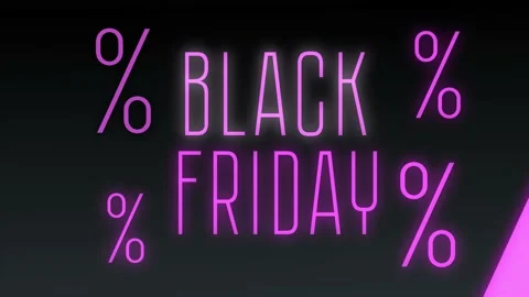 Dark moody retro graphic video black Friday zoom in pink neon animation Stock Footage 220763516