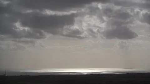 Dark Moody Sky over the Ocean Video stock 47761911