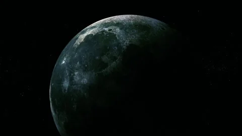 Dark moon or planet in space with a black background and visible craters on.. Stock Footage 340389931
