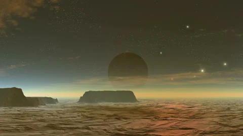 Dark moon over the plateau Stock Footage 58031653