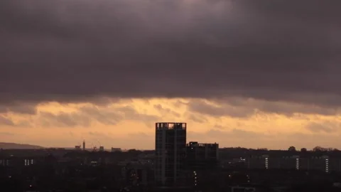Dark Morning Cloud Over South London Stock Footage