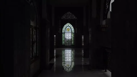 A Dark Mosque Corridor Stockbeeldmateriaal 330106400