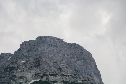 Dark Mountain and Grey Clouds Stock Photos