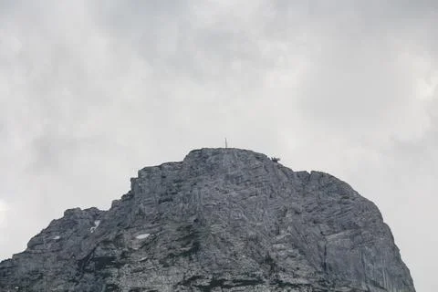 Dark Mountain and Grey Clouds Stock Photos