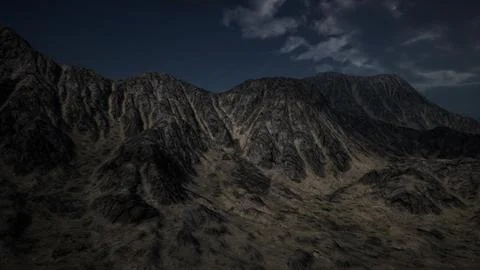 Dark Mountain with the Dark Clouds Stock Illustration