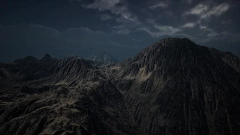 Dark Mountain with the Dark Clouds Stock Illustration