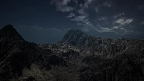 Dark Mountain with the Dark Clouds Stock Illustration