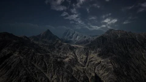 Dark Mountain with the Dark Clouds Stock Illustration