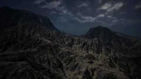 Dark Mountain with the Dark Clouds Stock Illustration