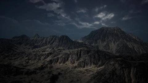 Dark Mountain with the Dark Clouds Stock Illustration