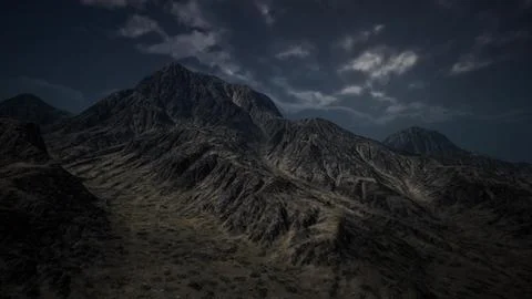 Dark Mountain with the Dark Clouds Stock Illustration