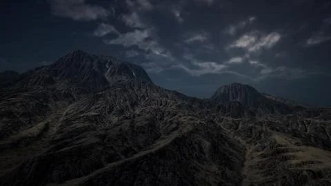Dark Mountain with the Dark Clouds Stock Illustration