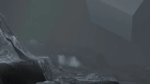Dark Mountain with the mist and Abstract cube animation. Stock Footage 236389524