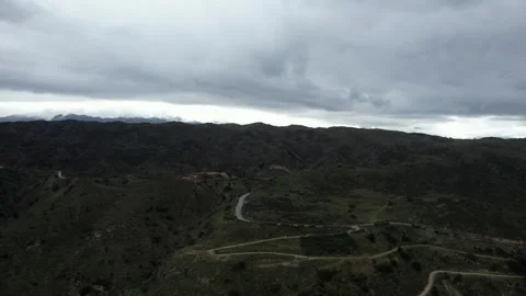Dark mountain ridge under storm clouds near Chania, Crete Stock Footage 346723938