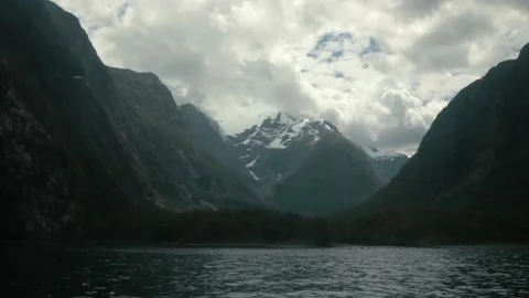 Dark Mountains on the Water Stock Footage 140611011