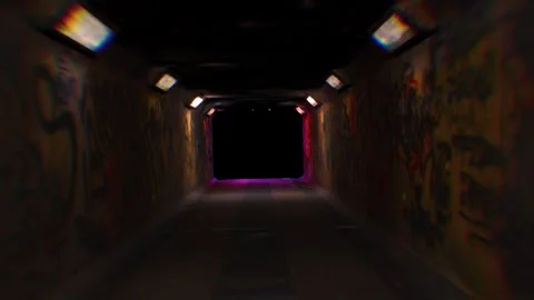 Dark Moving Tunnel – High-Speed Travel Through an Underground Passage Stock Footage 307044992