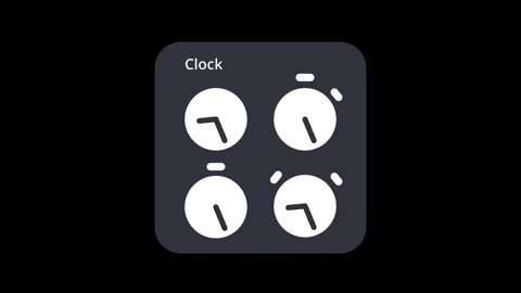 Dark Multi Clock Widget UI Showing Four Analog Time Zone Displays Stock Footage 335574950