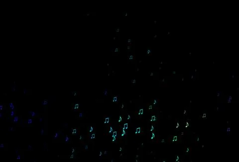Dark Multicolor, Rainbow vector backdrop with music notes. Illustrazione stock