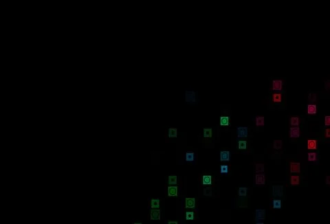Dark Multicolor, Rainbow vector backdrop with circles, squares. Stock Illustration