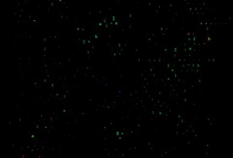 Dark Multicolor, Rainbow vector backdrop with algebra elements. Illustrazione stock