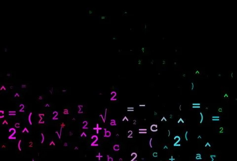 Dark Multicolor, Rainbow vector backdrop with algebra elements. Stock Illustration