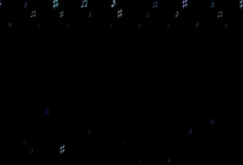 Dark Multicolor, Rainbow vector backdrop with music notes. Illustrazione stock