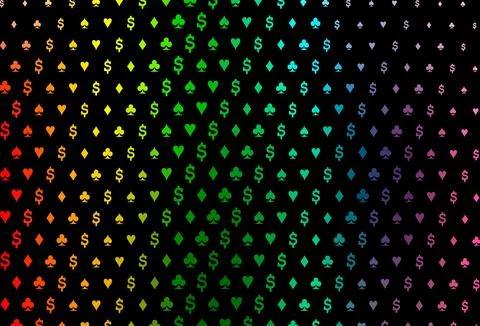 Dark multicolor, rainbow vector cover with symbols of gamble. Stockillustratie