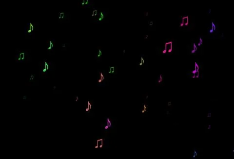 Dark Multicolor, Rainbow vector pattern with music elements. 스톡 일러스트