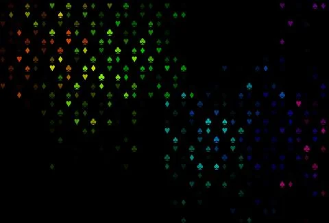 Dark Multicolor, Rainbow vector pattern with symbol of cards. Illustrazione stock