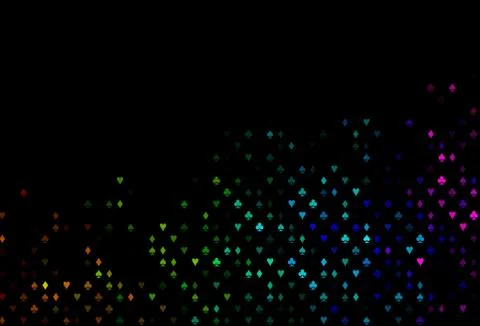 Dark Multicolor, Rainbow vector pattern with symbol of cards. Stock Illustration