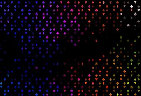 Dark Multicolor, Rainbow vector pattern with symbol of cards. Illustrazione stock