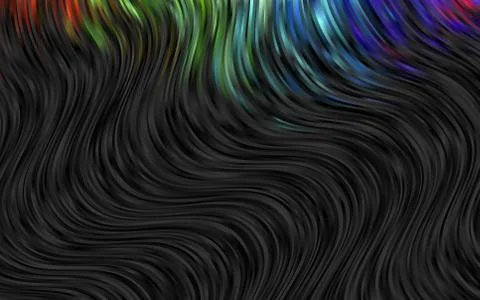 Dark Multicolor, Rainbow vector pattern with bent ribbons. Stock Illustration
