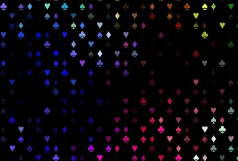 Dark Multicolor, Rainbow vector pattern with symbol of cards. Illustrazione stock