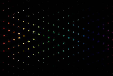 Dark Multicolor, Rainbow vector pattern with symbol of cards. Stock Illustration