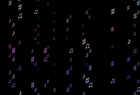 Dark Multicolor, Rainbow vector pattern with music elements. Illustrazione stock