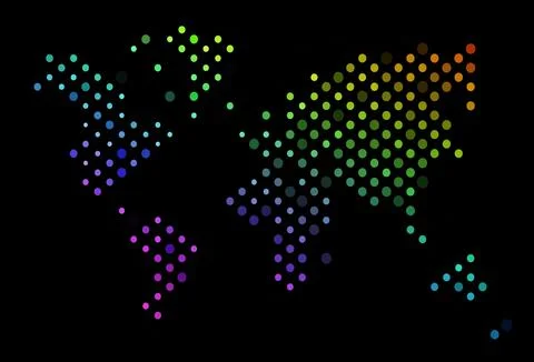 Dark Multicolor, Rainbow vector pattern with spheres. Stock Illustration