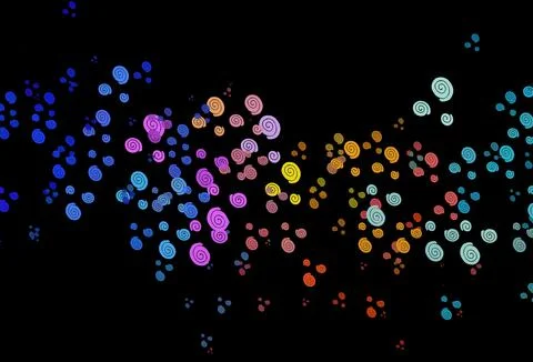 Dark Multicolor, Rainbow vector pattern with bubble shapes. Illustrazione stock