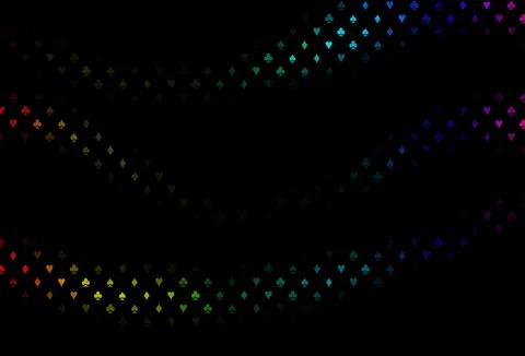 Dark multicolor, rainbow vector pattern with symbol of cards. Stock Illustration