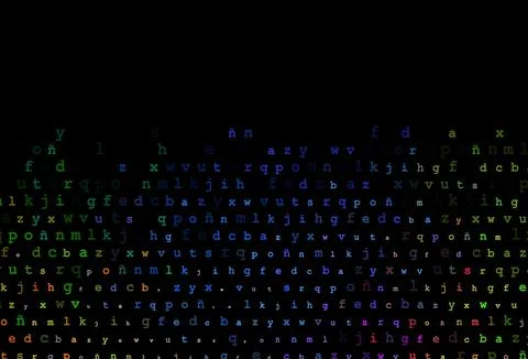 Dark multicolor, rainbow vector pattern with ABC symbols. Stock Illustration