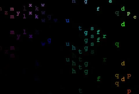 Dark multicolor, rainbow vector pattern with ABC symbols. Stock Illustration