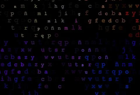 Dark multicolor, rainbow vector pattern with ABC symbols. Stock Illustration