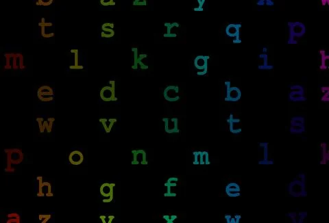 Dark multicolor, rainbow vector pattern with ABC symbols. Stock Illustration