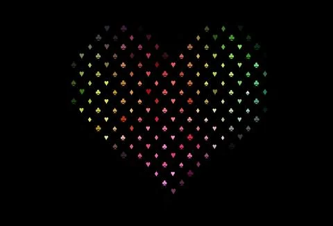 Dark multicolor, rainbow vector pattern with symbol of cards. Stock Illustration