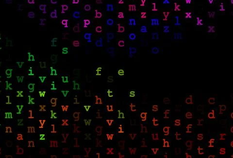 Dark multicolor, rainbow vector pattern with ABC symbols. Stock Illustration