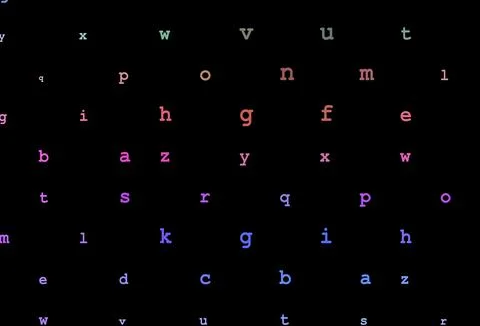 Dark multicolor, rainbow vector pattern with ABC symbols. Stock Illustration